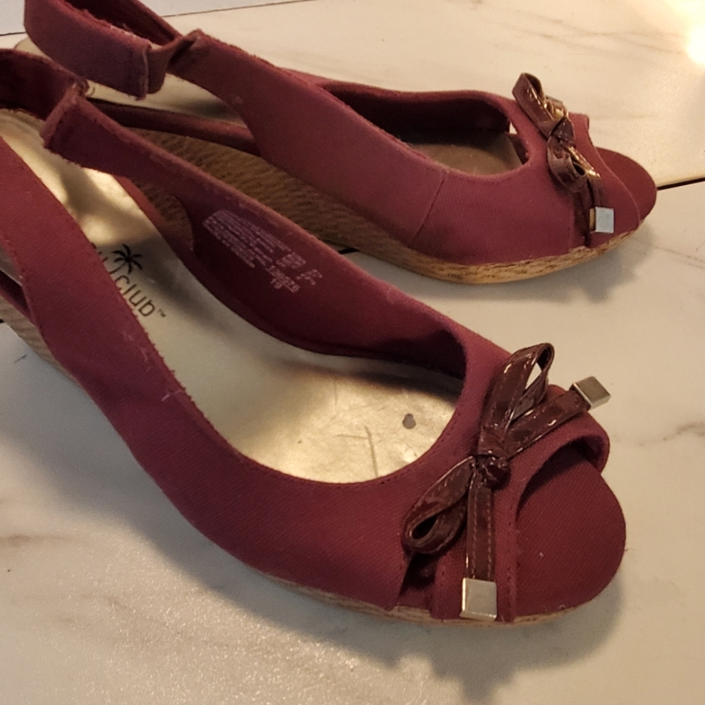Wine Slingback Heel By Montego Bay S 5 1/2